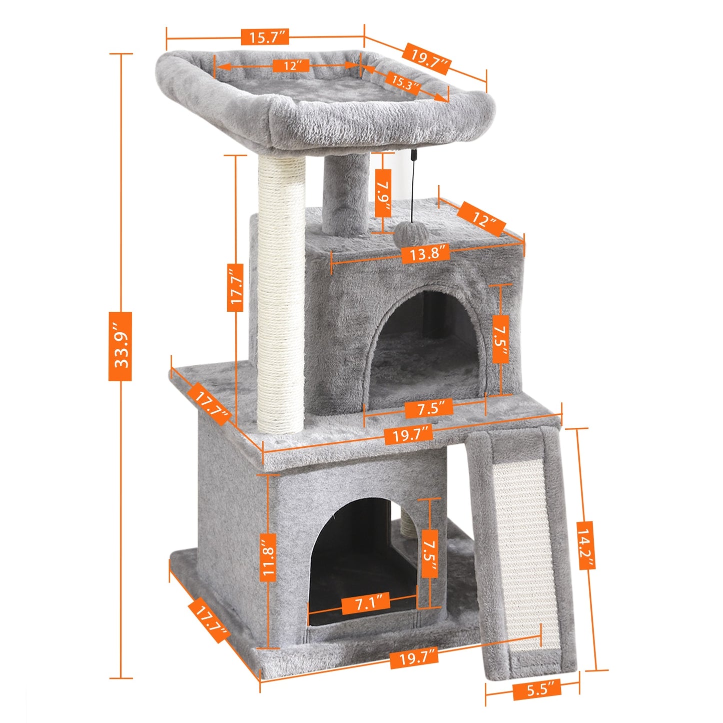 Multi Level Cat Tree Condo with Sisal Scratch Posts