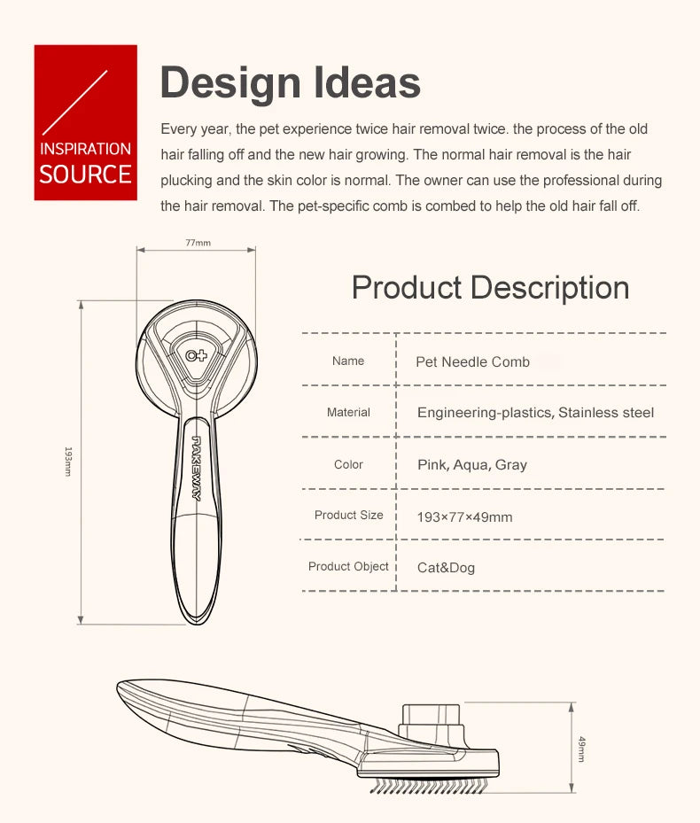 256-Needle Massage Comb: Effective Pet Hair Shedding and Gentle Fur Removal – A Must-Have Grooming Tool for Pet Owners!