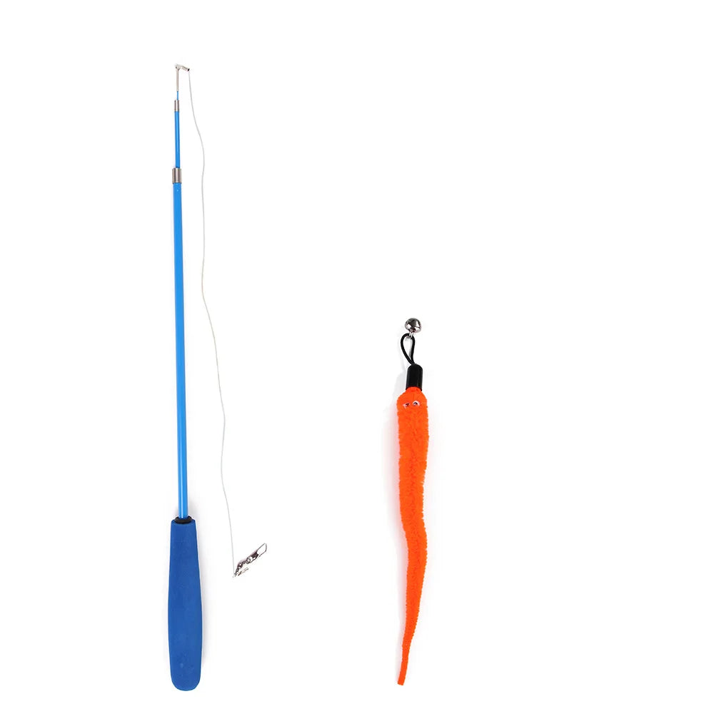 Retractable Feather Bell Teaser Stick Wand - Interactive Toy for Cat Exercise and Entertainment