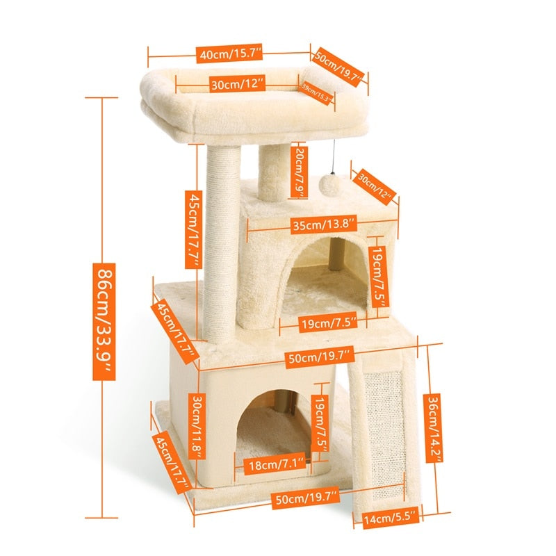 Multi Level Cat Tree Condo with Sisal Scratch Posts