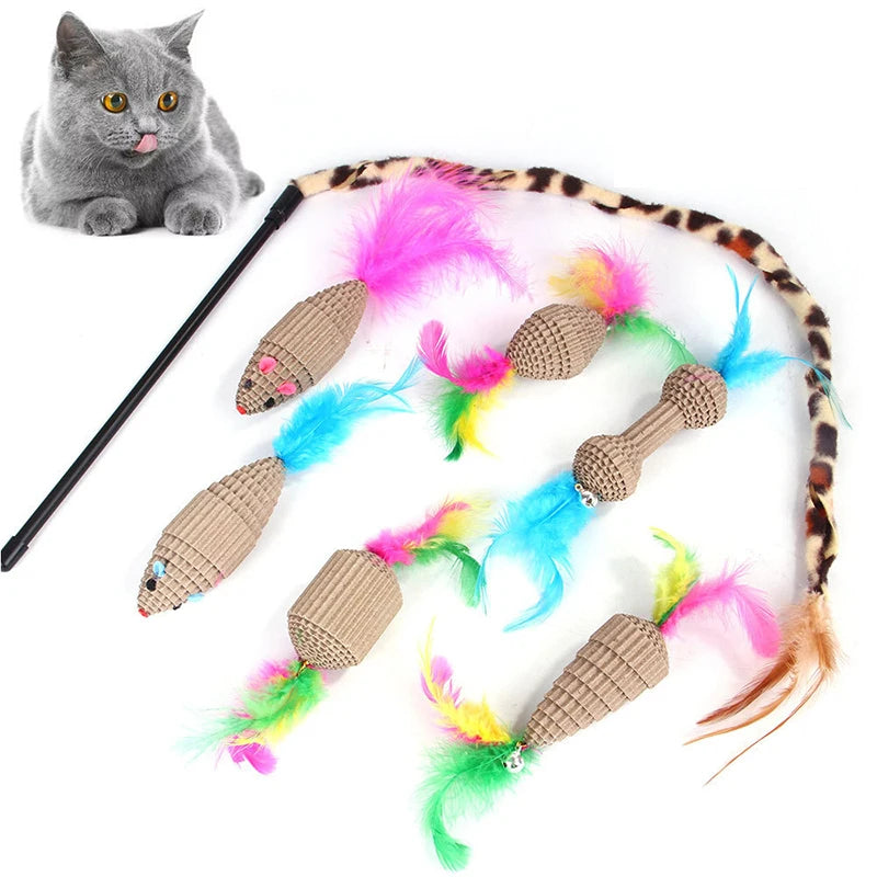 Mouse-Shaped Cat Toys Bundle: 21-Piece Set for Playful Kittens - Cat Channel, Funny Cat Stick, Mouse Supplies, New Pet Toy Value Bundle