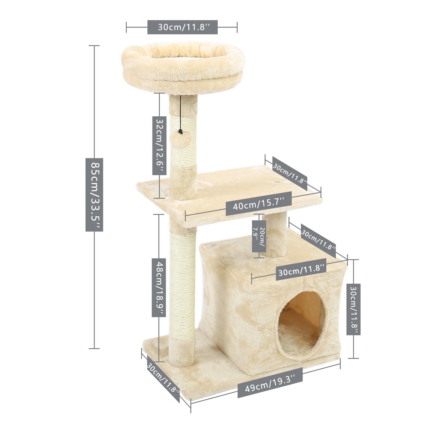 Multi Level Cat Tree Condo with Sisal Scratch Posts