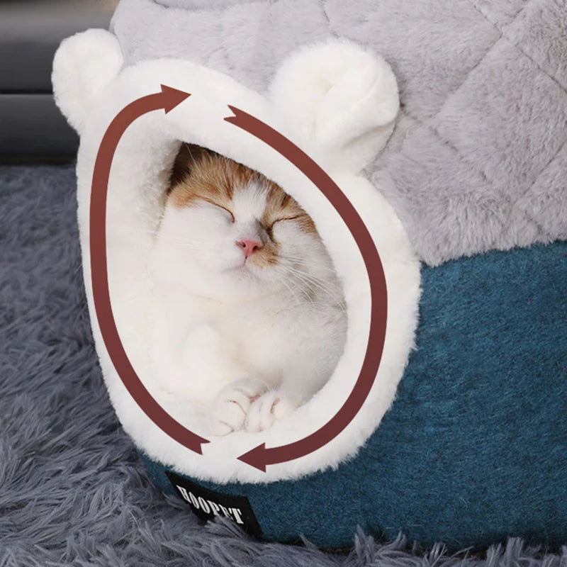 Plush Cozy Cat Bed House