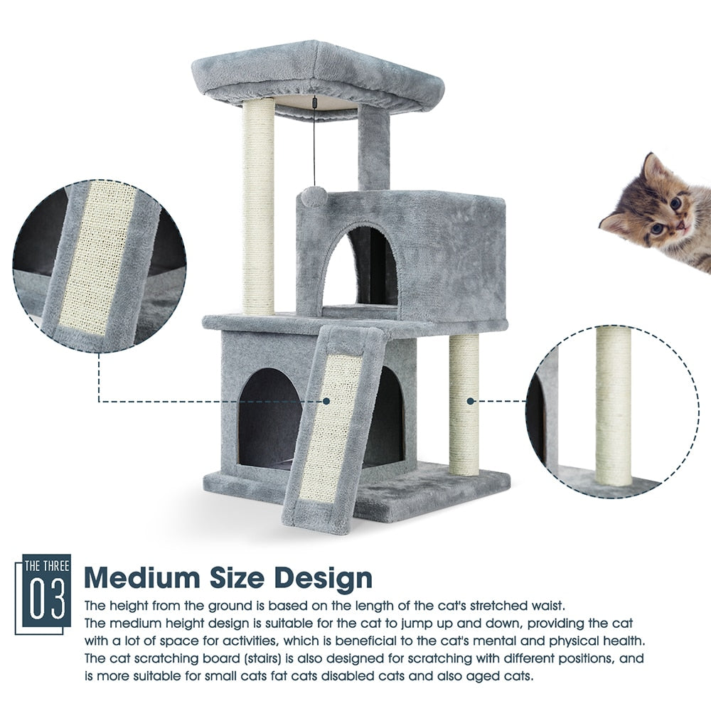 Multi Level Cat Tree Condo with Sisal Scratch Posts