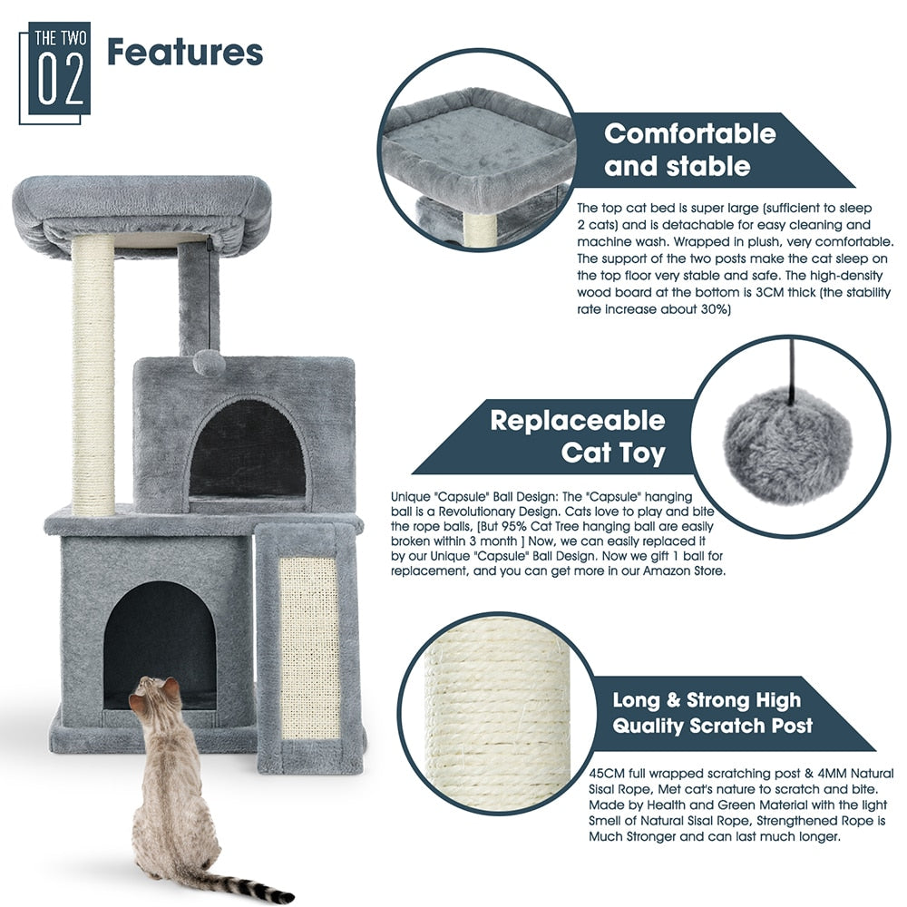 Multi Level Cat Tree Condo with Sisal Scratch Posts