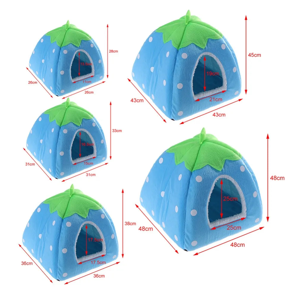 Foldable Strawberry Pet House Bed for Cats, Dogs and Small Animals (S-XXL)