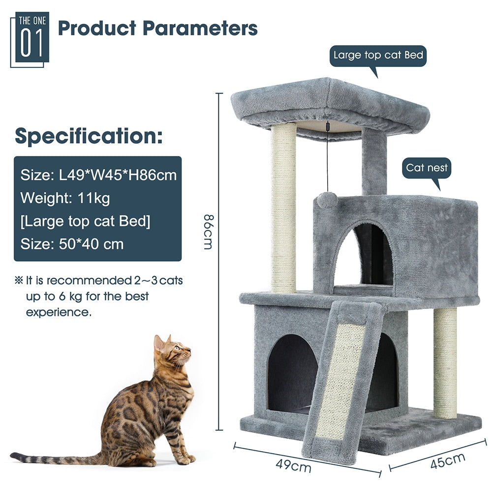 Multi Level Cat Tree Condo with Sisal Scratch Posts