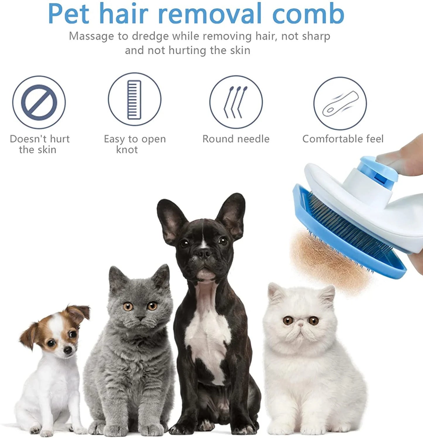 Pet Grooming Comb: Effective Dog and Cat Hair Remover Brush for Long-Haired Pets