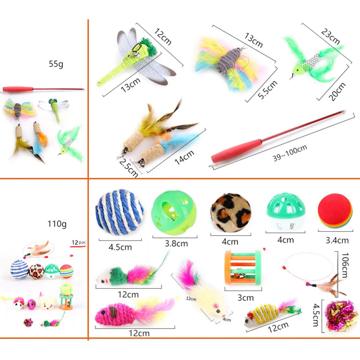 Mouse-Shaped Cat Toys Bundle: 21-Piece Set for Playful Kittens - Cat Channel, Funny Cat Stick, Mouse Supplies, New Pet Toy Value Bundle