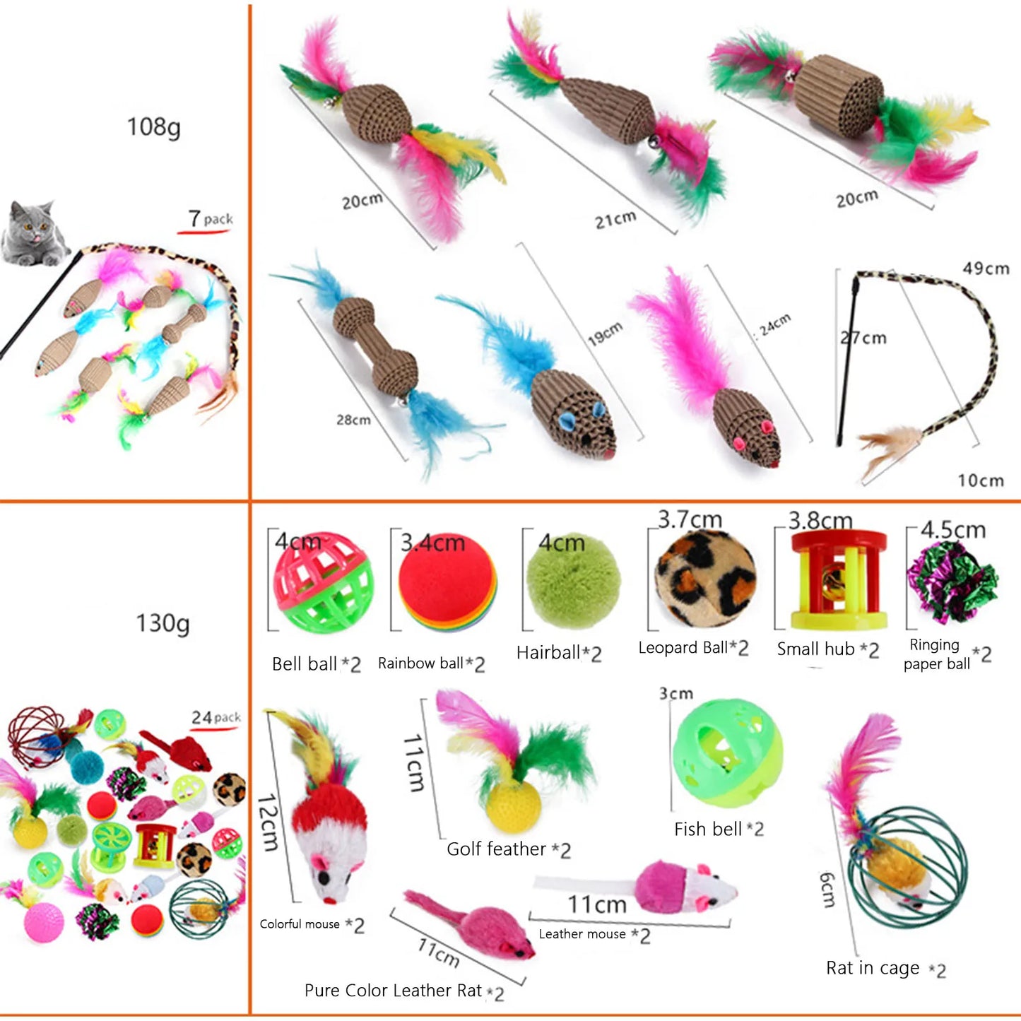 Mouse-Shaped Cat Toys Bundle: 21-Piece Set for Playful Kittens - Cat Channel, Funny Cat Stick, Mouse Supplies, New Pet Toy Value Bundle