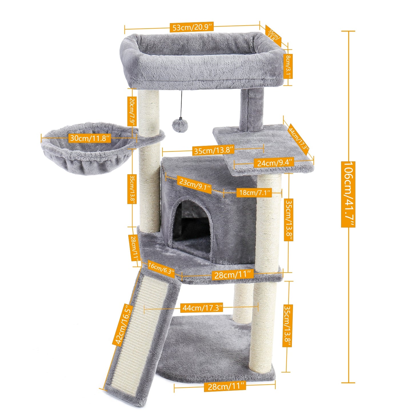 Multi Level Cat Tree Condo with Sisal Scratch Posts