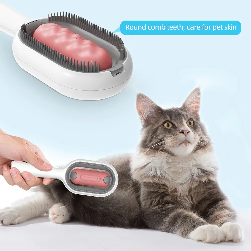 3 - in-1 Pet Grooming Brush with Water Tank - Cleaning, Massage, and Fur Remover Comb for Cats