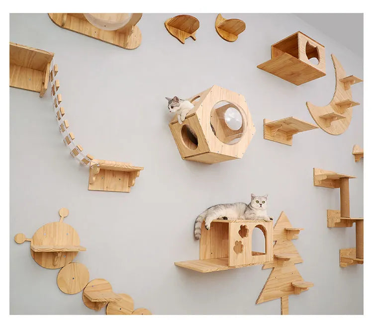 Wall Mounted Cat Furniture Wooden Cat Shelves