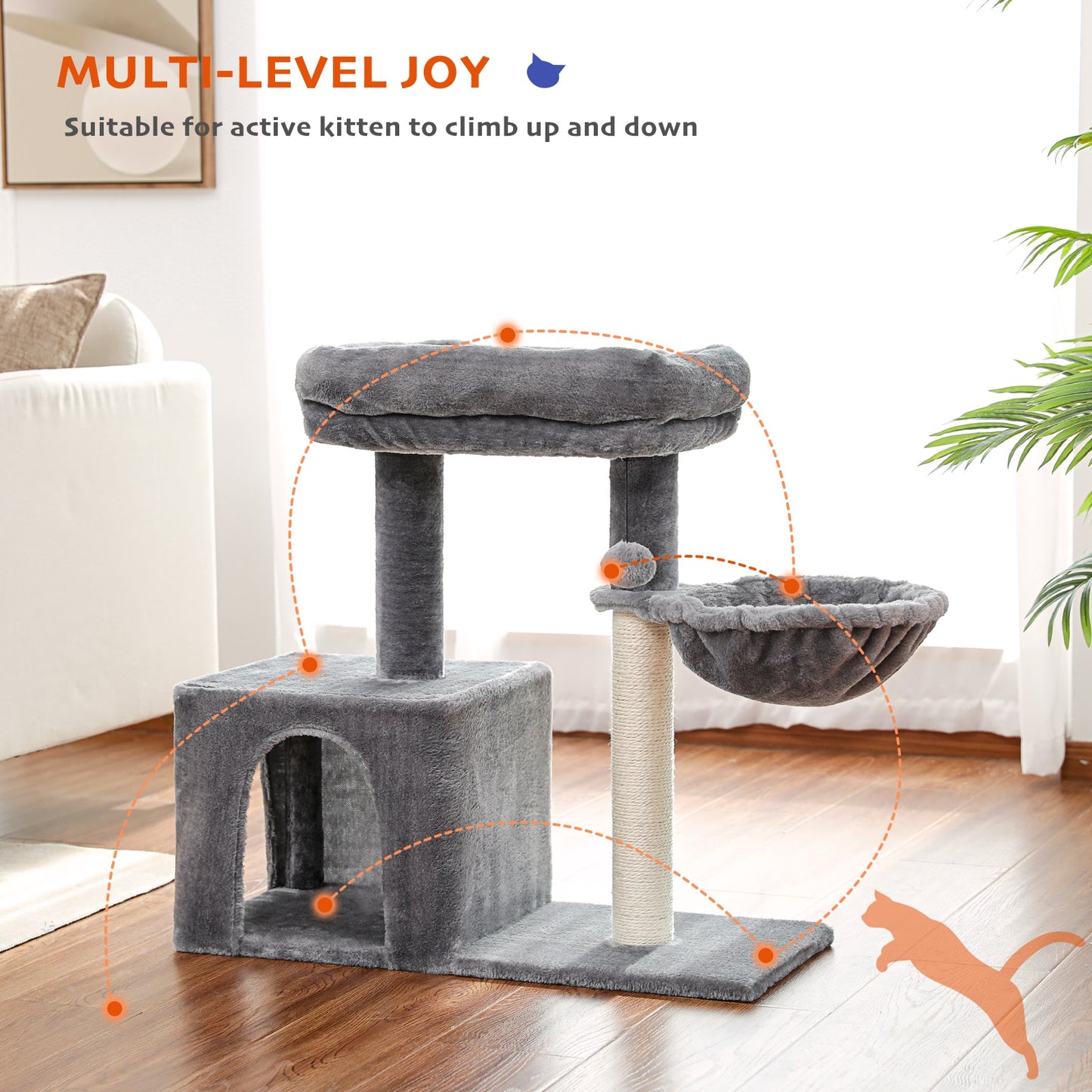 Multi Level Cat Tree Condo with Sisal Scratch Posts