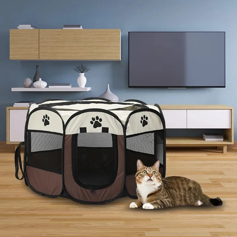 Portable Foldable Octagonal Pet Tent Kennel - Easy-to-Use Outdoor Shelter for Large Dogs and Cats