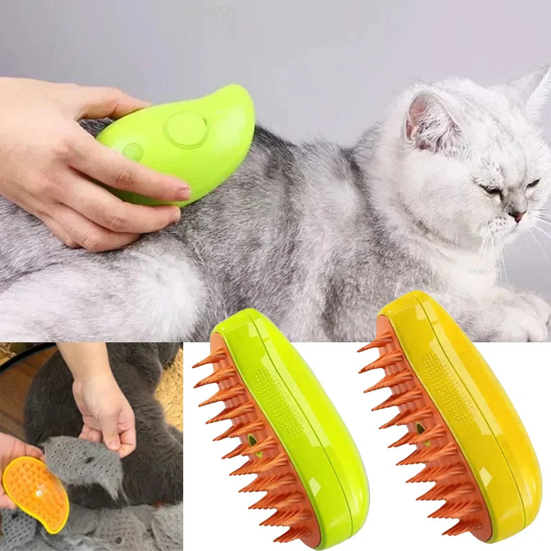 Electric Spray Water Cat Grooming Brush with Soft Silicone Bristles