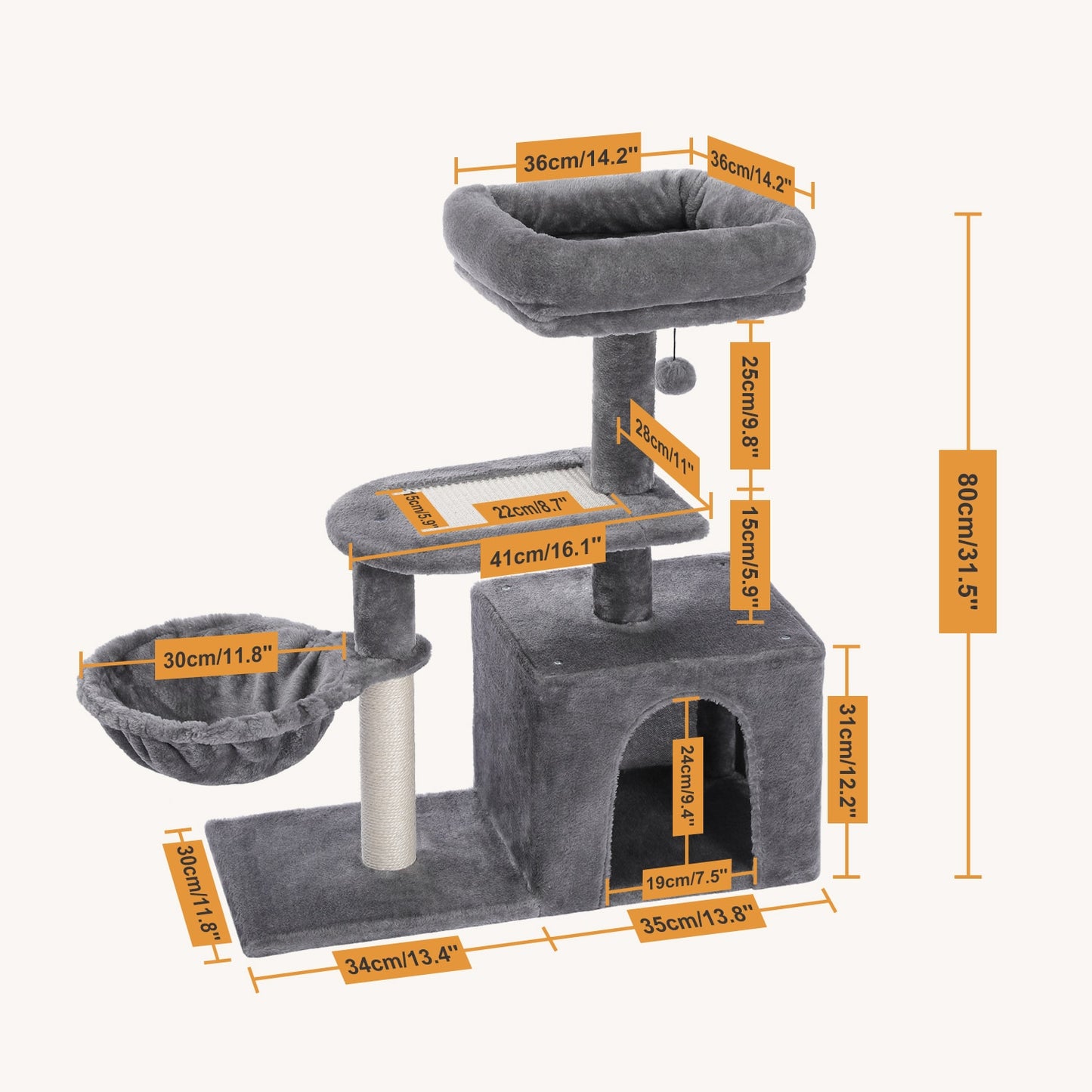 Multi Level Cat Tree Condo with Sisal Scratch Posts