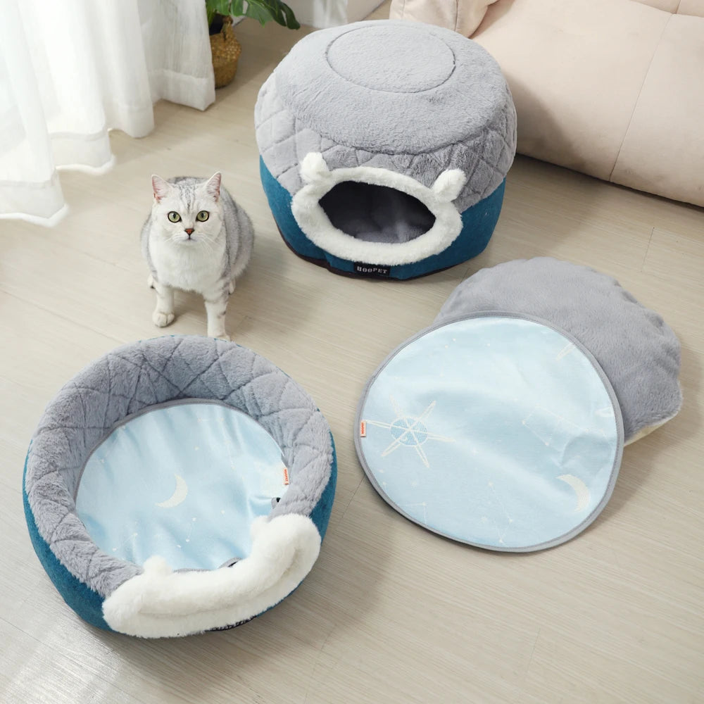 Plush Cozy Cat Bed House