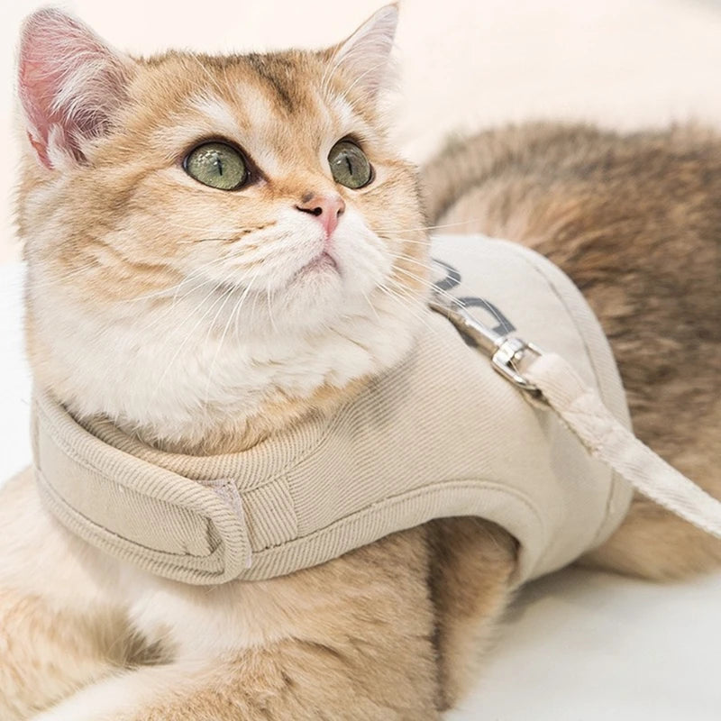 Adjustable Cat Chest Back Harness Leash