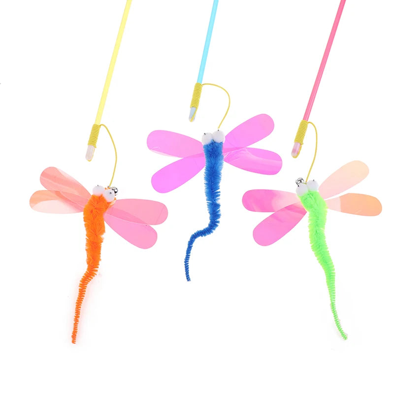 Hanging Dragonfly Cat Toy - Automatic Interactive Cat Toy with Bell, Funny Mouse Toy, and Kitten Play Stick