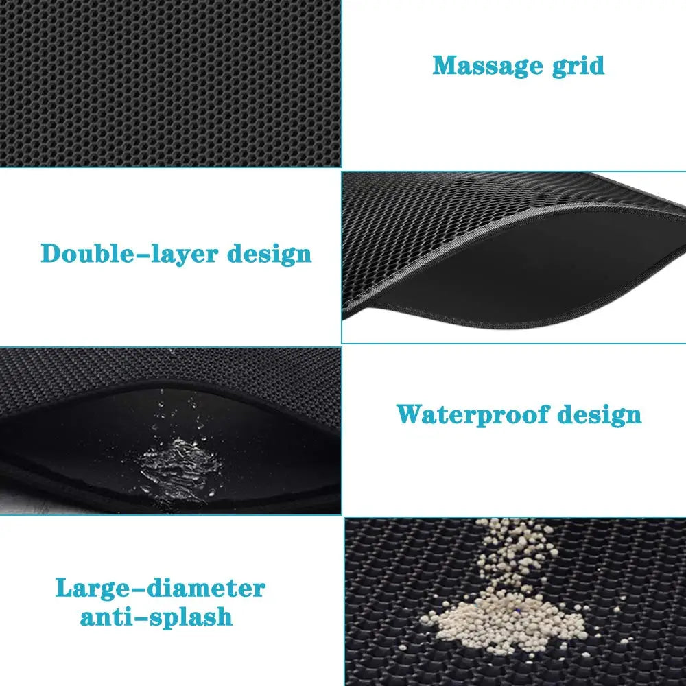 Double Layer Waterproof Cat Litter Mat with Non-Slip Bottom - Washable Pet Pad for Clean and Comfortable Litter Box Area