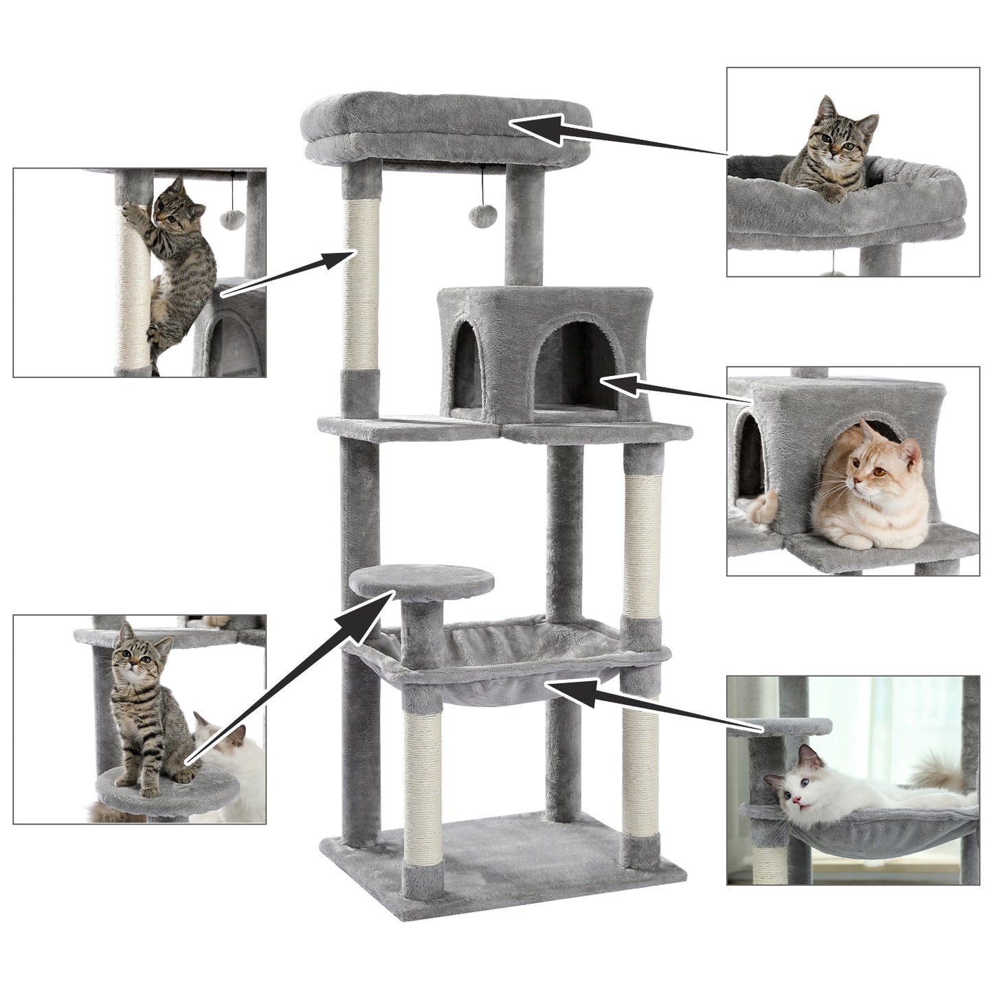 Multi Level Cat Tree Condo with Sisal Scratch Posts