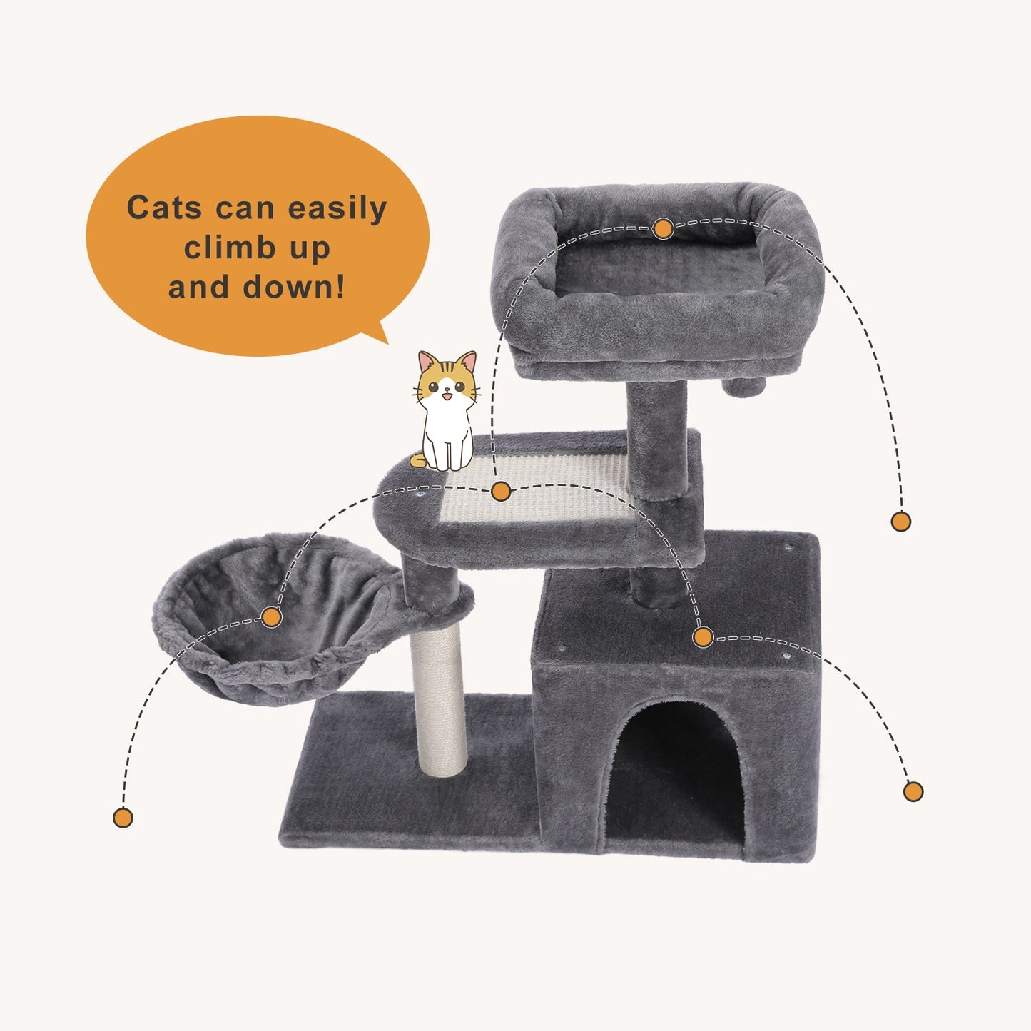 Multi Level Cat Tree Condo with Sisal Scratch Posts