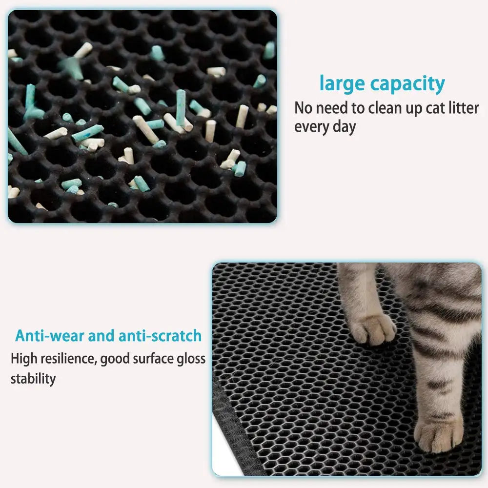 Double Layer Waterproof Cat Litter Mat with Non-Slip Bottom - Washable Pet Pad for Clean and Comfortable Litter Box Area