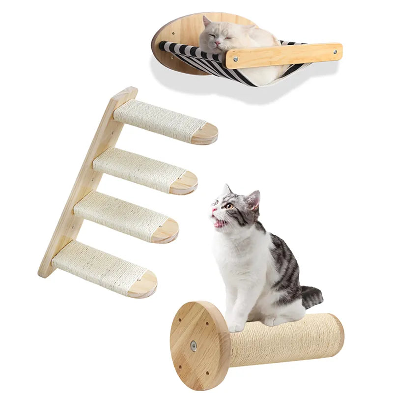 Wall Mounted Cat Furniture Wooden Cat Shelves