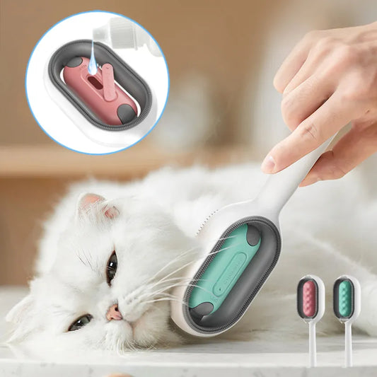 3 - in-1 Pet Grooming Brush with Water Tank - Cleaning, Massage, and Fur Remover Comb for Cats