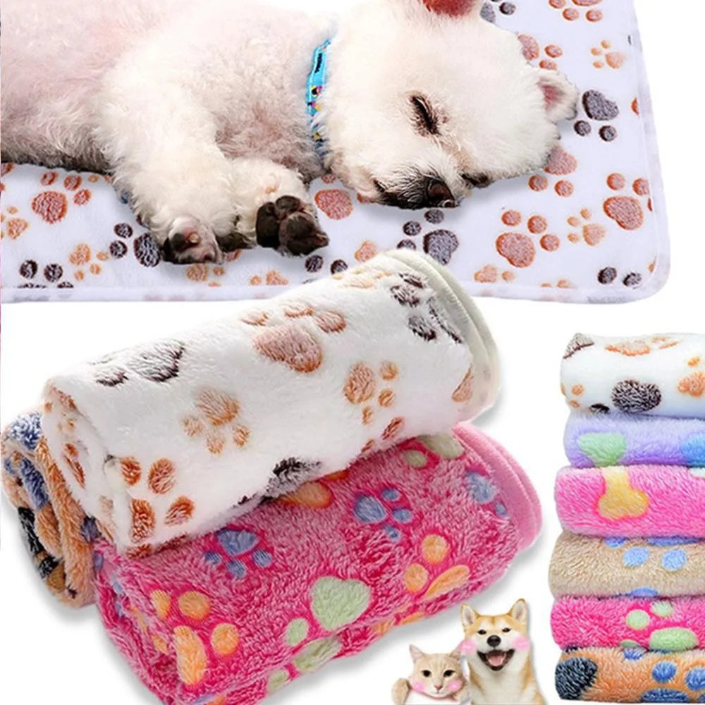 Cute Cartoon Pattern Pet Blanket - Soft, Fluffy, and High-Quality Warm Mat for Cats and Dogs