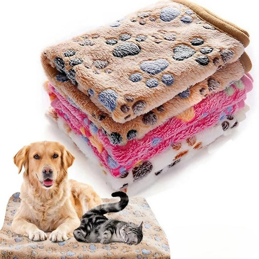 Cute Cartoon Pattern Pet Blanket - Soft, Fluffy, and High-Quality Warm Mat for Cats and Dogs