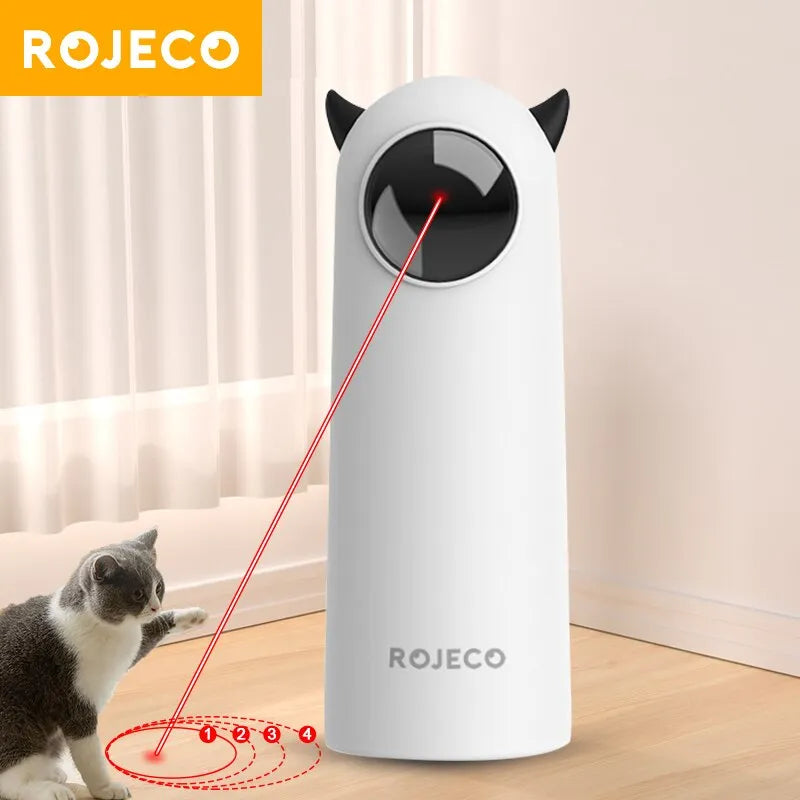 ROJECO Smart Teasing Cat Toy - Automatic LED Laser Interactive Pet Toy for Indoor Cats