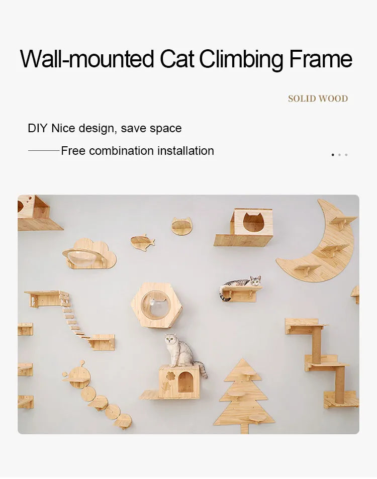 Wall Mounted Cat Furniture Wooden Cat Shelves