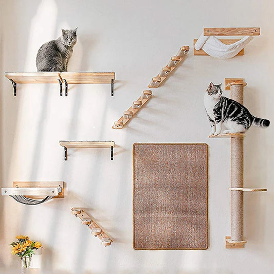 Wall Mounted Cat Furniture Wooden Cat Shelves