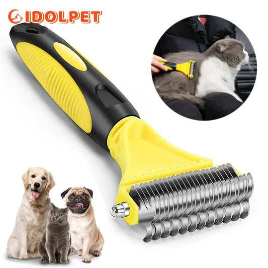 Pets Stainless Steel Grooming Brush Two-Sided Shedding and Dematting Undercoat Rake Comb