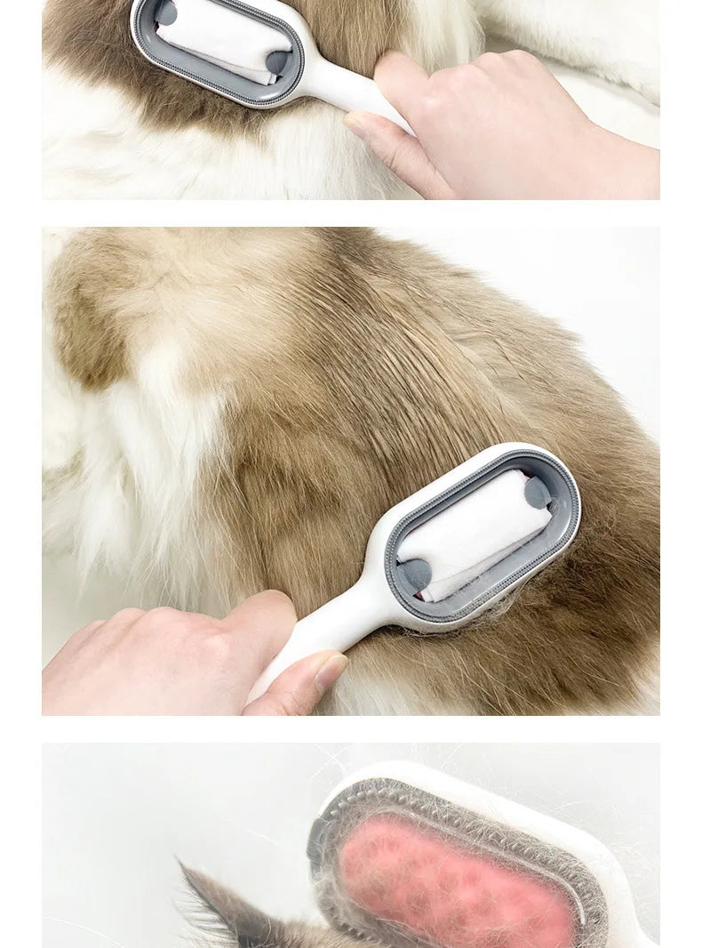 3 - in-1 Pet Grooming Brush with Water Tank - Cleaning, Massage, and Fur Remover Comb for Cats