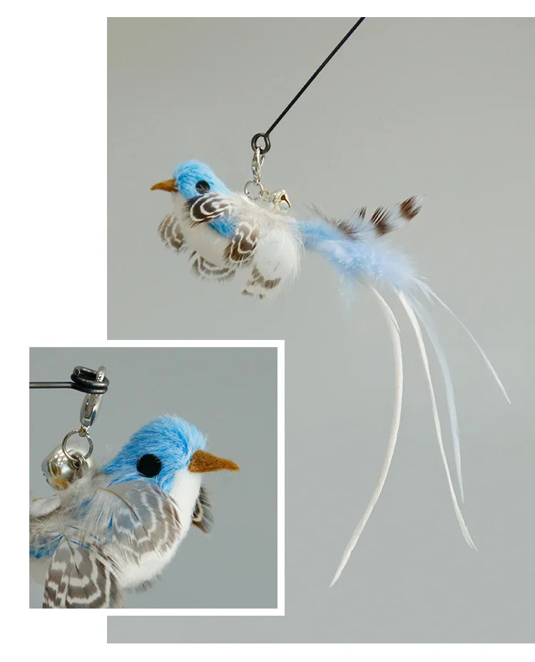 Suction Cup Interactive Bird/Feather Cat Wand with Bell - Hands-Free Toy for Cats and Kittens