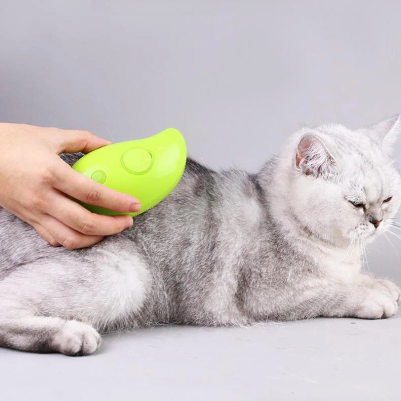 Electric Spray Water Cat Grooming Brush with Soft Silicone Bristles