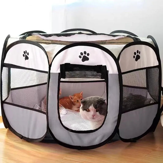 Portable Foldable Octagonal Pet Tent Kennel - Easy-to-Use Outdoor Shelter for Large Dogs and Cats