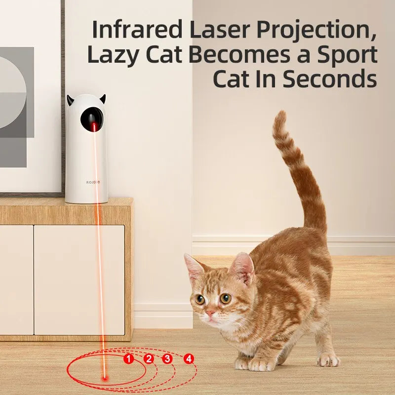 ROJECO Smart Teasing Cat Toy - Automatic LED Laser Interactive Pet Toy for Indoor Cats