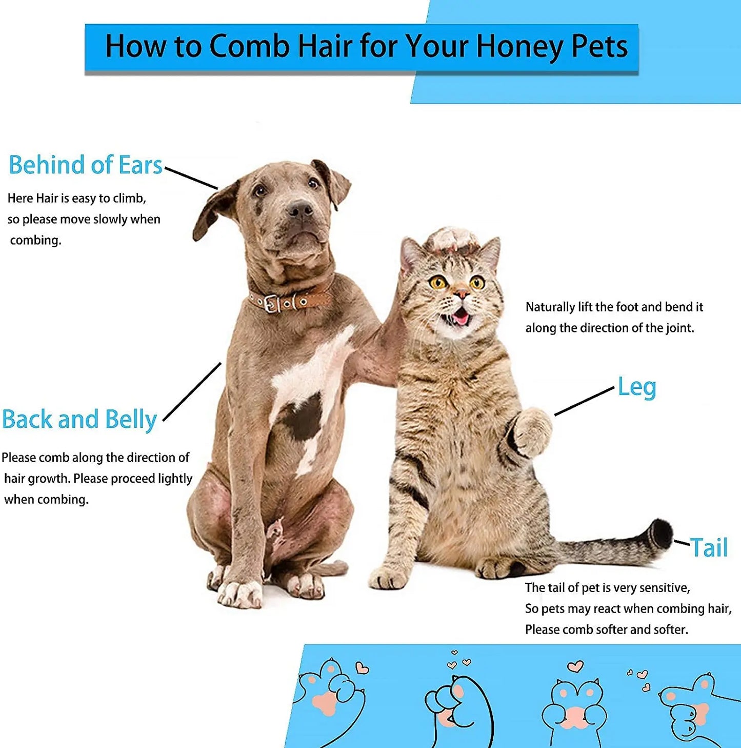 Pet Grooming Comb: Effective Dog and Cat Hair Remover Brush for Long-Haired Pets