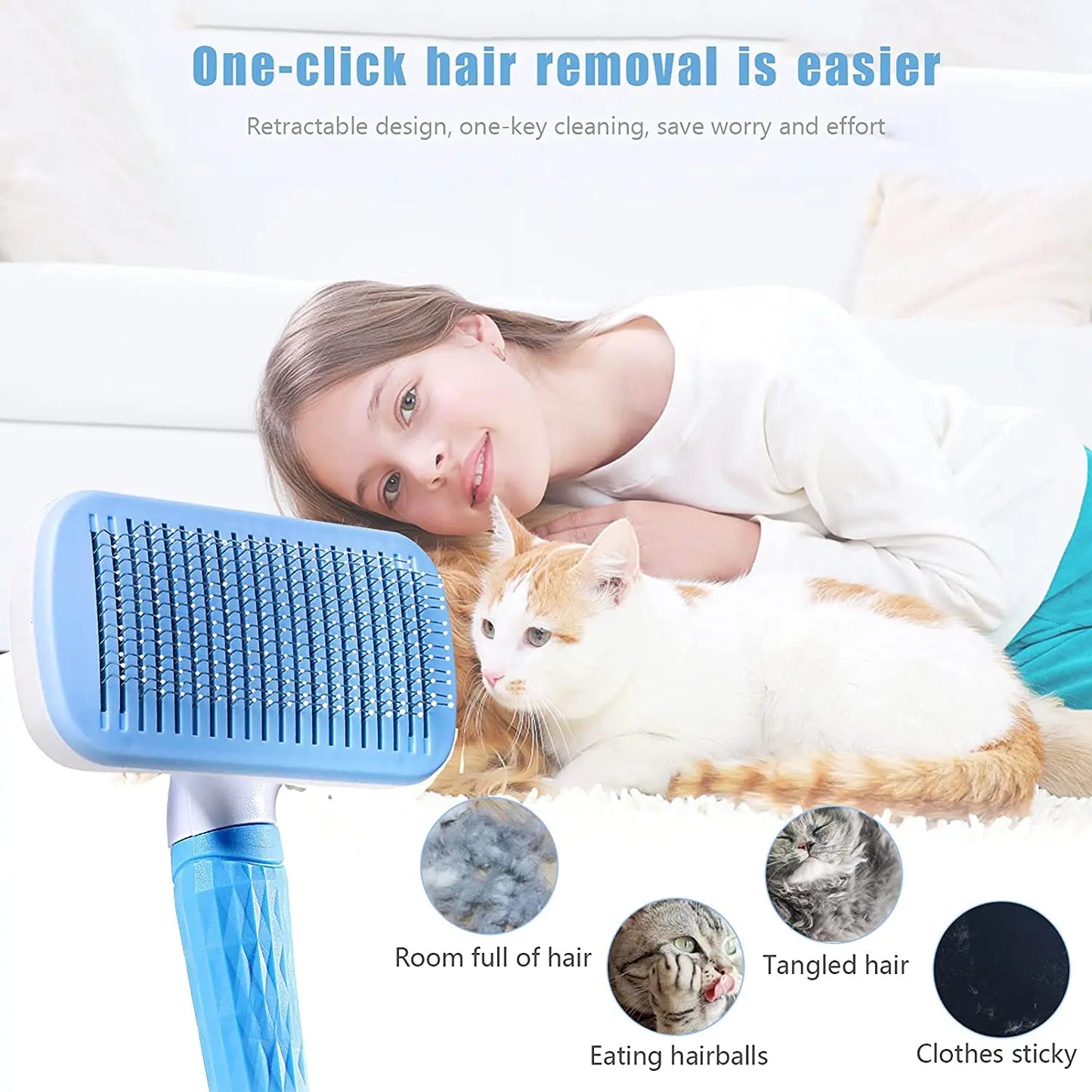 Pet Grooming Comb: Effective Dog and Cat Hair Remover Brush for Long-Haired Pets